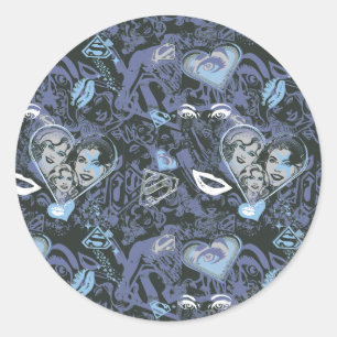Supergirl Hearts and Lips Pattern Classic Round Sticker