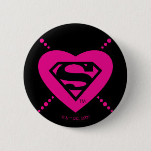 Supergirl Hearts Diagonal Pattern 6 Cm Round Badge