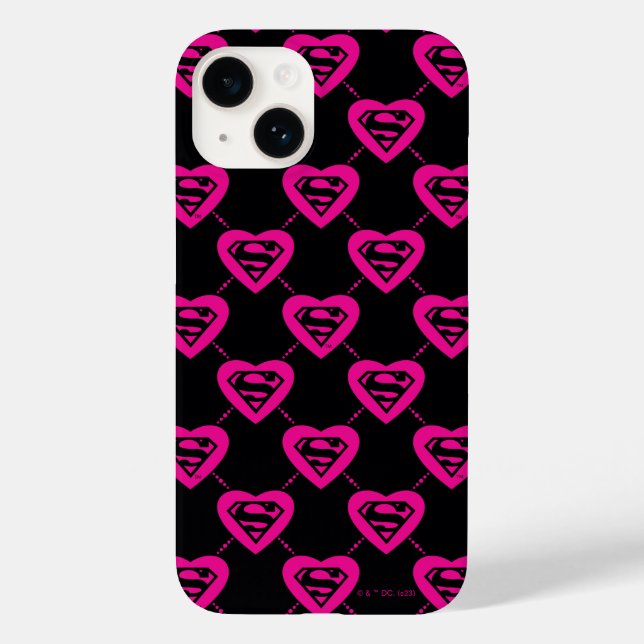 Supergirl Hearts Diagonal Pattern Case-Mate iPhone Case (Back)