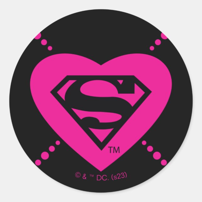 Supergirl Hearts Diagonal Pattern Classic Round Sticker (Front)