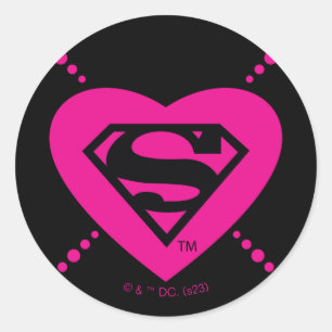 Supergirl Hearts Diagonal Pattern Classic Round Sticker