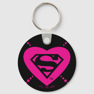 Supergirl Hearts Diagonal Pattern Key Ring