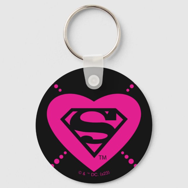 Supergirl Hearts Diagonal Pattern Key Ring (Front)