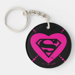 Supergirl Hearts Diagonal Pattern Key Ring