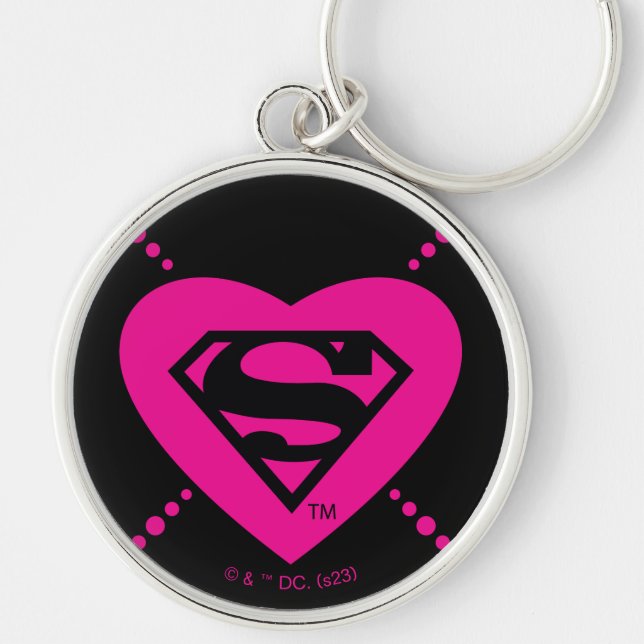 Supergirl Hearts Diagonal Pattern Key Ring (Front)
