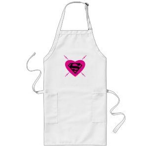 Supergirl Hearts Diagonal Pattern Long Apron