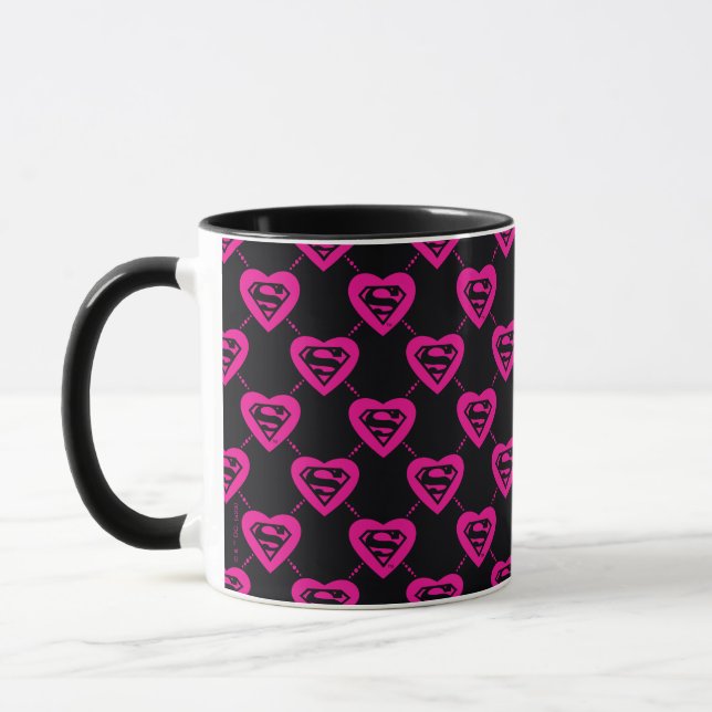 Supergirl Hearts Diagonal Pattern Mug (Left)