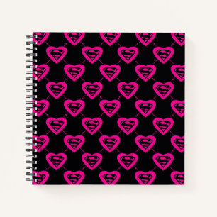 Supergirl Hearts Diagonal Pattern Notebook