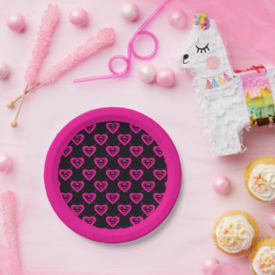 Supergirl Hearts Diagonal Pattern Paper Plate
