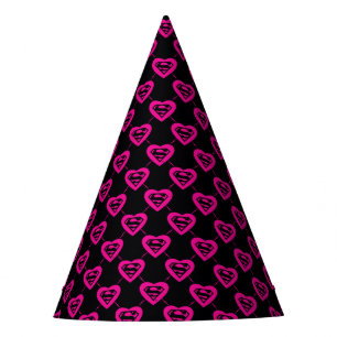 Supergirl Hearts Diagonal Pattern Party Hat