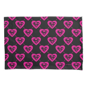 Supergirl Hearts Diagonal Pattern Pillowcase