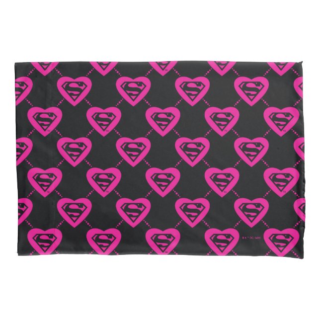 Supergirl Hearts Diagonal Pattern Pillowcase (Front)