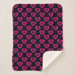 Supergirl Hearts Diagonal Pattern Sherpa Blanket