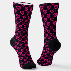 Supergirl Hearts Diagonal Pattern Socks