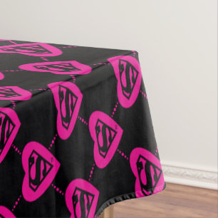 Supergirl Hearts Diagonal Pattern Tablecloth