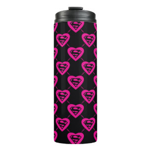 Supergirl Hearts Diagonal Pattern Thermal Tumbler