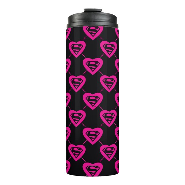 Supergirl Hearts Diagonal Pattern Thermal Tumbler (Front)