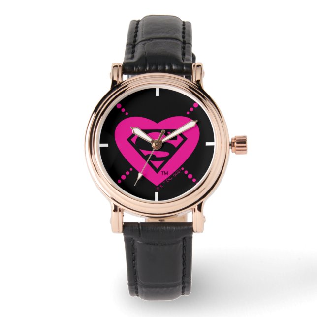 Supergirl Hearts Diagonal Pattern Watch (Front)