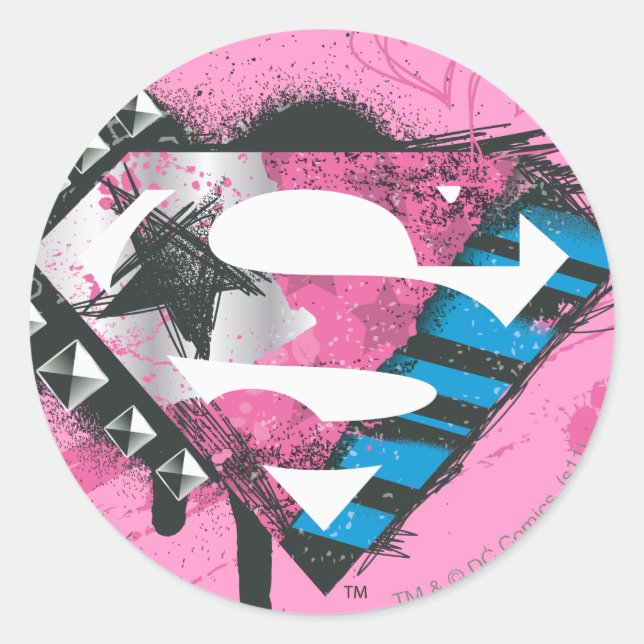 Supergirl Hearts Logo Classic Round Sticker (Front)