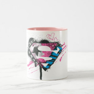Supergirl Hearts logo Two-Tone Coffee Mug