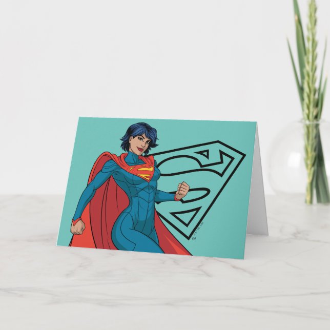Supergirl Hovering in Blue Suit Card (Front)