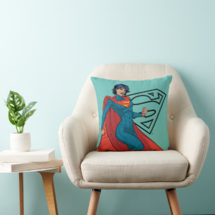 Supergirl Hovering in Blue Suit Cushion