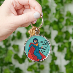 Supergirl Hovering in Blue Suit Key Ring