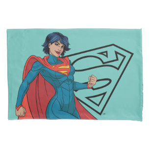 Supergirl Hovering in Blue Suit Pillowcase