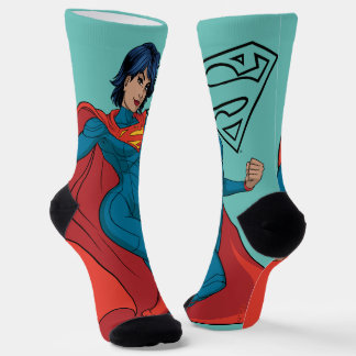Supergirl Hovering in Blue Suit Socks