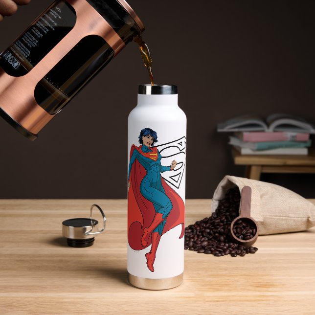 Supergirl Hovering in Blue Suit Water Bottle (Coffee)
