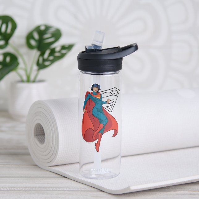 Supergirl Hovering in Blue Suit Water Bottle (Yoga)