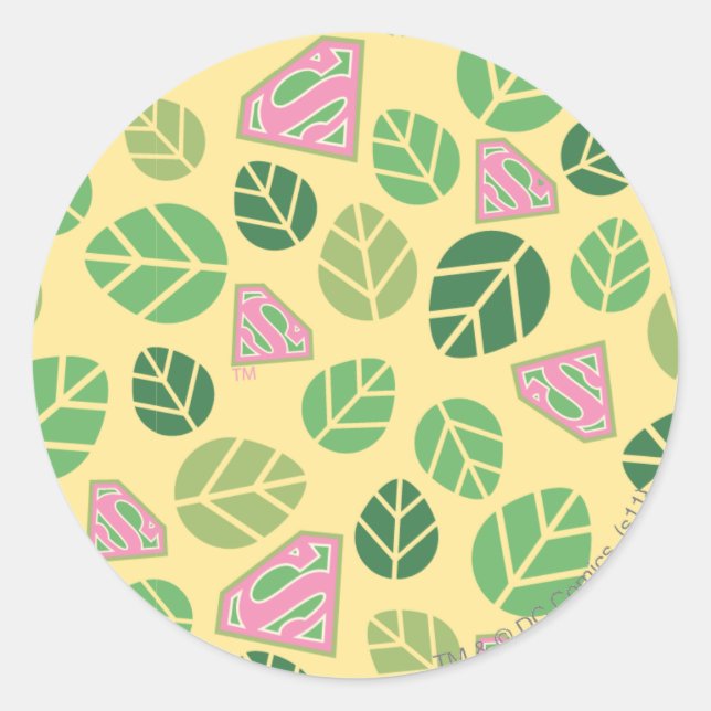 Supergirl Leaf Pattern Classic Round Sticker (Front)