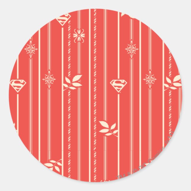 Supergirl Leaf Pattern Red Classic Round Sticker (Front)