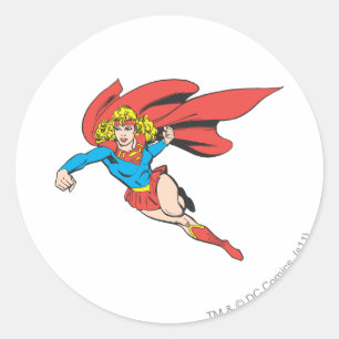 Supergirl Leaps and Punches Classic Round Sticker