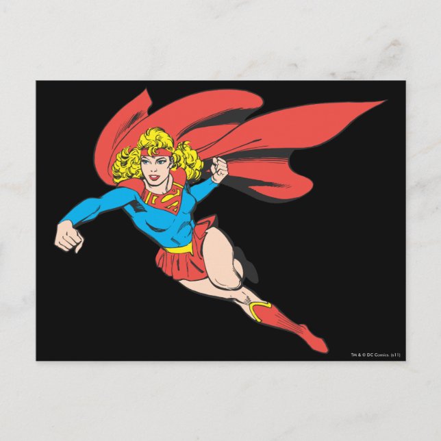 Supergirl Leaps and Punches Postcard (Front)