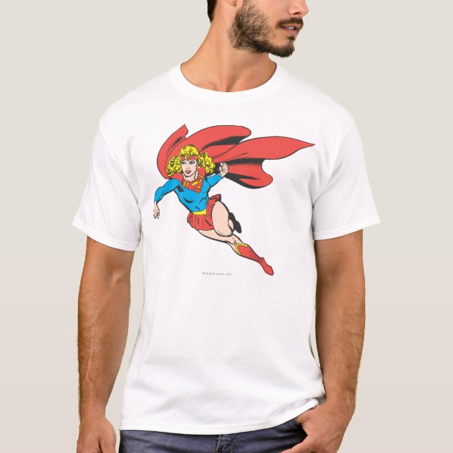 Supergirl Leaps and Punches T-Shirt (Front)