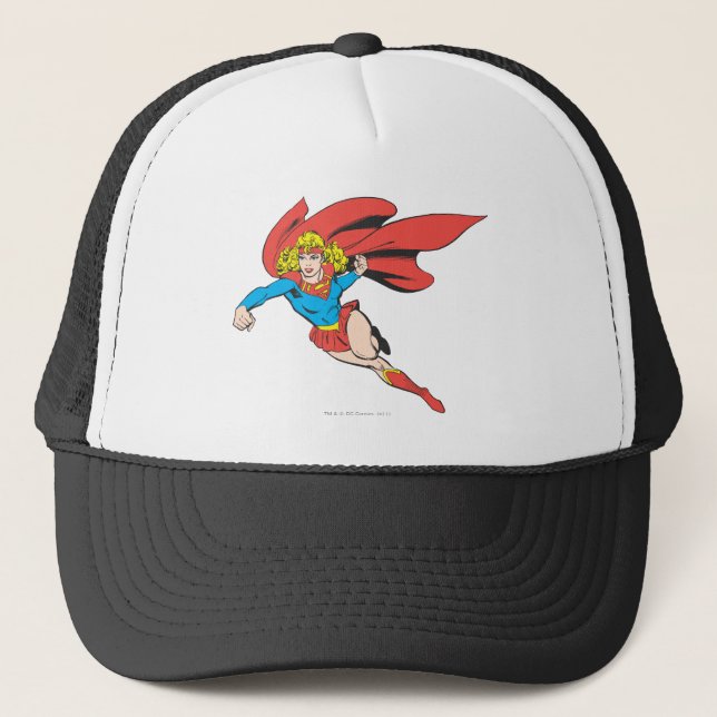 Supergirl Leaps and Punches Trucker Hat (Front)