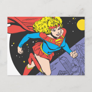 Supergirl Leaps in Space Postcard