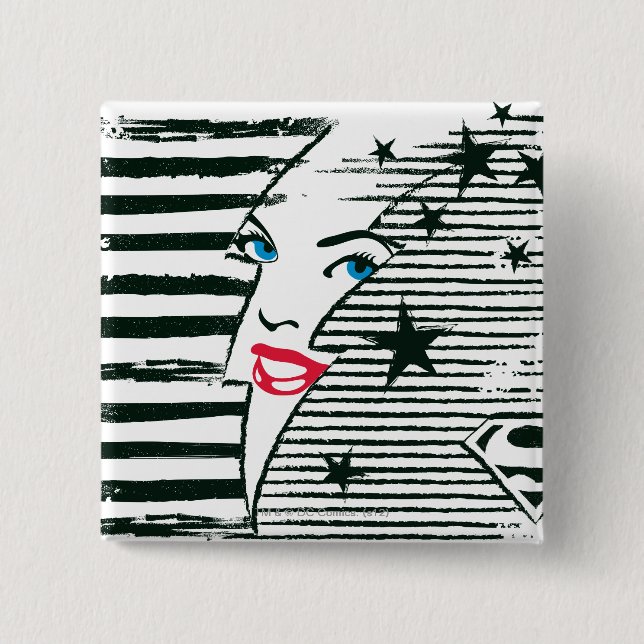 Supergirl Lightning With Face 15 Cm Square Badge (Front)