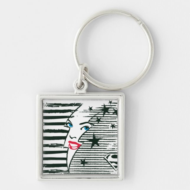 Supergirl Lightning With Face Key Ring (Front)