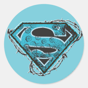 Supergirl Logo Barbed Wire and Flowers Classic Round Sticker