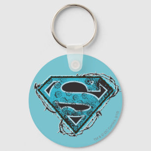 Supergirl Logo Barbed Wire and Flowers Key Ring