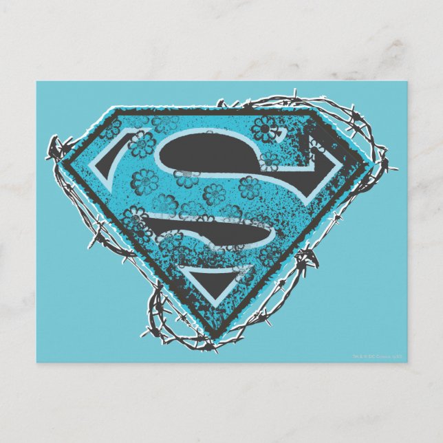 Supergirl Logo Barbed Wire and Flowers Postcard (Front)