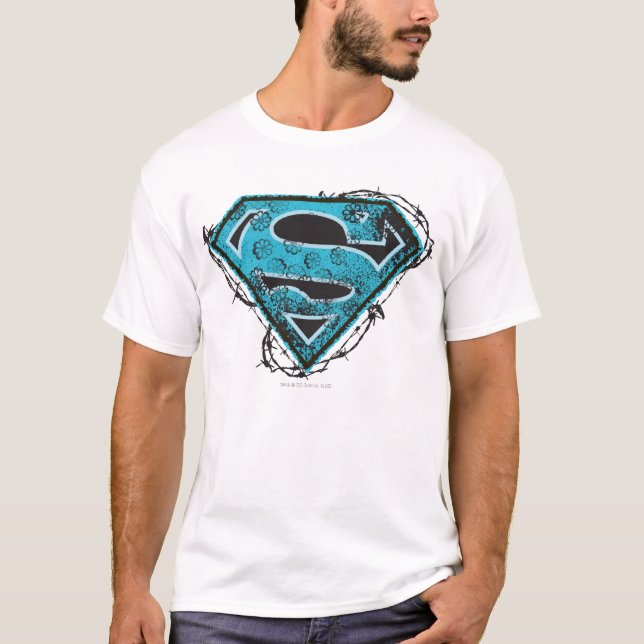 Supergirl Logo Barbed Wire and Flowers T-Shirt (Front)