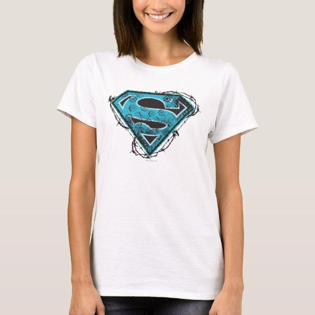 Supergirl Logo Barbed Wire and Flowers T-Shirt (Front)
