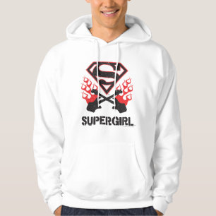 Supergirl Logo Black Flaming Guitars Hoodie