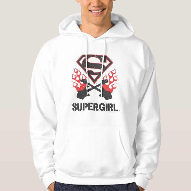 Supergirl Logo Black Flaming Guitars Hoodie (Front)