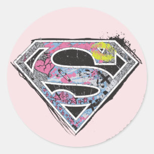 Supergirl Logo Collage Classic Round Sticker