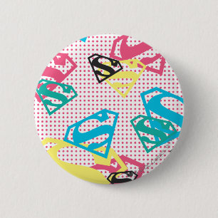 Supergirl Logo Pattern & Polka Dots 6 Cm Round Badge