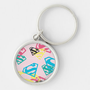 Supergirl Logo Pattern & Polka Dots Key Ring